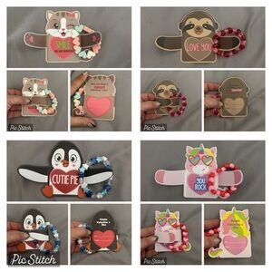 Cute Animal Themed Valentine's Day cards with homemade Bracelets